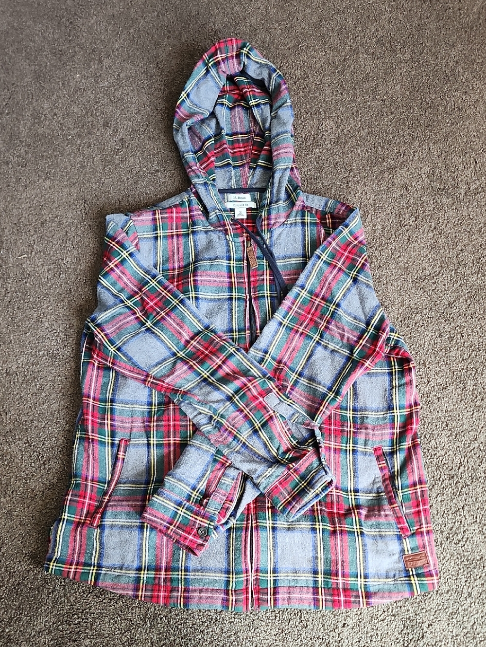 L.L.Bean Scotch Plaid Hoodie Womens Medium
